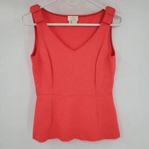 Kate Spade New York Coral V Neck Sleeveless Peplum Top Size 2 Career Formal